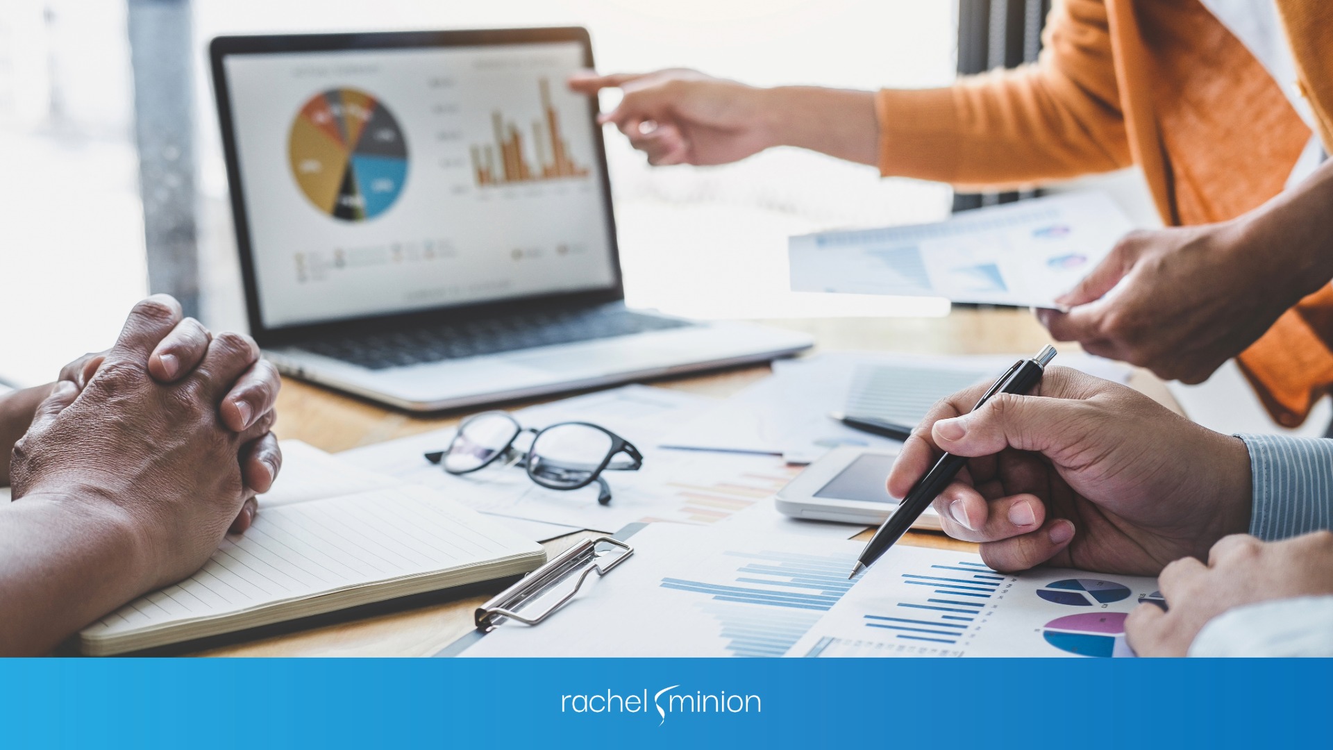 A marketing team discussing ROI