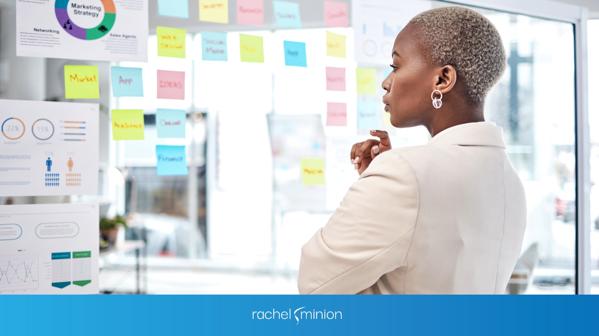 A woman thinking of a scalable marketing strategy