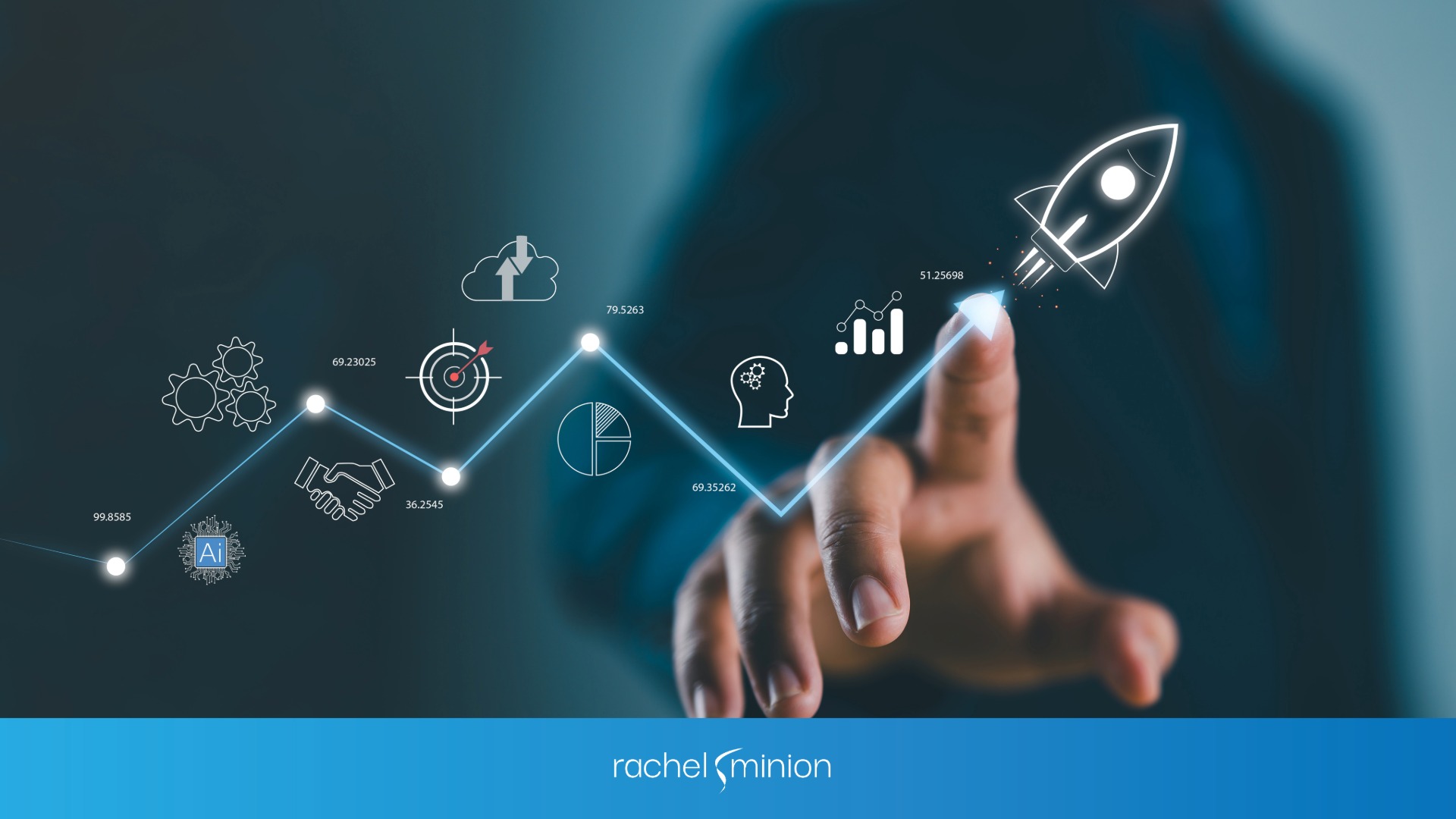 a growth chart with a holographic rocket